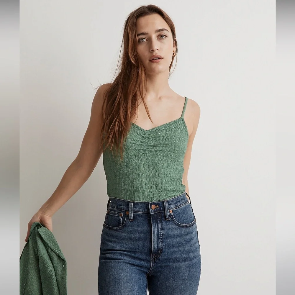 Madewell Crinkled Ruched-Front Cami Tank Top - Picture 5 of 6